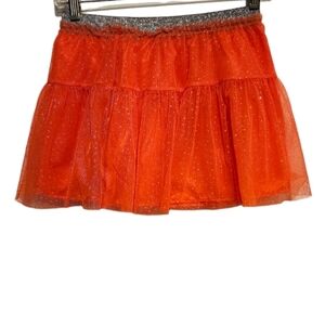 Girl's Orange Glitter Halloween Tutu Skirt, Size Large (10-12)